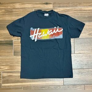 Hanes Black Cotton Hawaii Graphic Design T-Shirt‎ Size XL Vintage